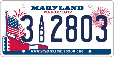 MD license plate 3AB2803