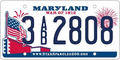 MD license plate 3AB2808