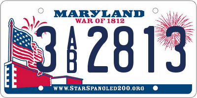 MD license plate 3AB2813