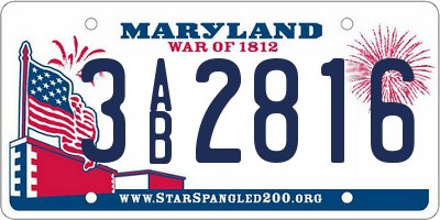 MD license plate 3AB2816
