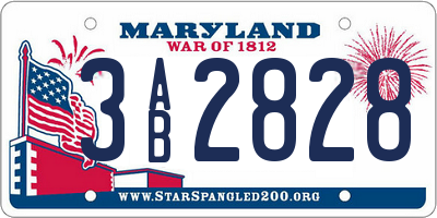 MD license plate 3AB2828