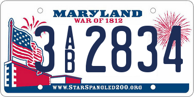 MD license plate 3AB2834