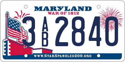 MD license plate 3AB2840
