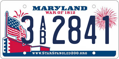MD license plate 3AB2841