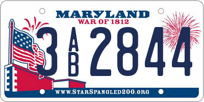 MD license plate 3AB2844