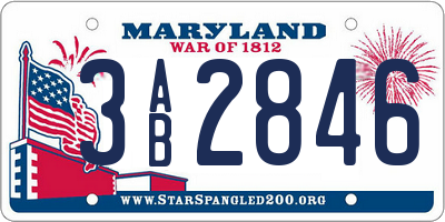 MD license plate 3AB2846