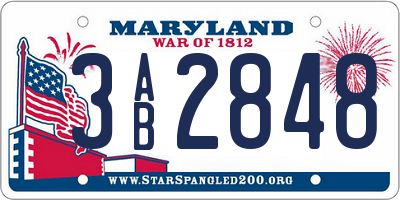 MD license plate 3AB2848