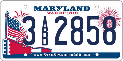 MD license plate 3AB2858
