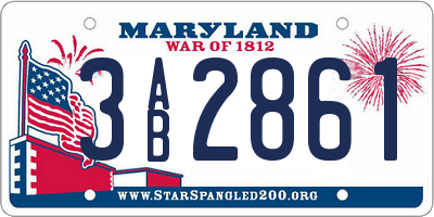 MD license plate 3AB2861