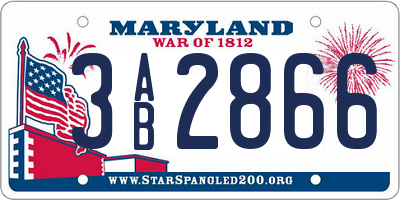 MD license plate 3AB2866