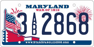 MD license plate 3AB2868