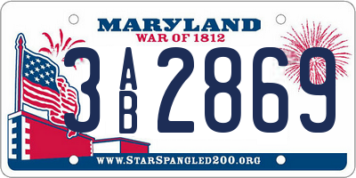 MD license plate 3AB2869