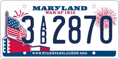MD license plate 3AB2870