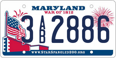MD license plate 3AB2886