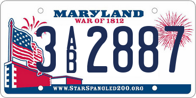 MD license plate 3AB2887