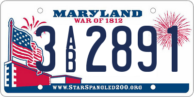 MD license plate 3AB2891