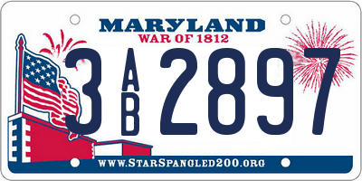 MD license plate 3AB2897