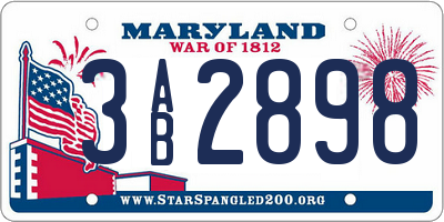 MD license plate 3AB2898