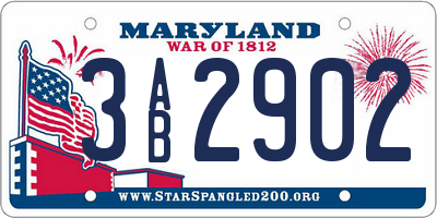 MD license plate 3AB2902