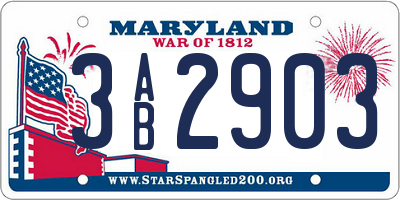 MD license plate 3AB2903
