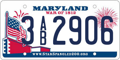 MD license plate 3AB2906