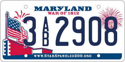 MD license plate 3AB2908