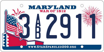 MD license plate 3AB2911