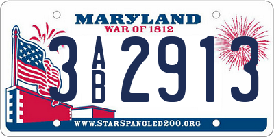 MD license plate 3AB2913