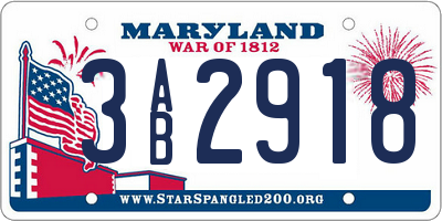 MD license plate 3AB2918