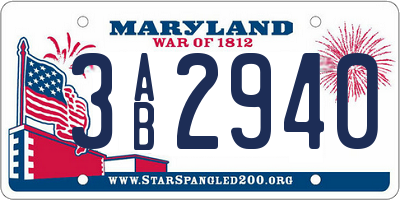 MD license plate 3AB2940