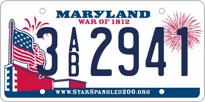 MD license plate 3AB2941