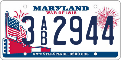 MD license plate 3AB2944