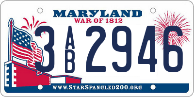 MD license plate 3AB2946