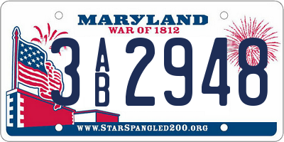 MD license plate 3AB2948