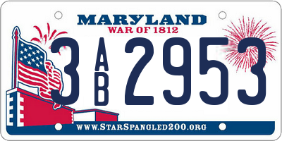 MD license plate 3AB2953