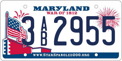 MD license plate 3AB2955