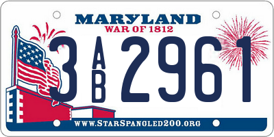 MD license plate 3AB2961