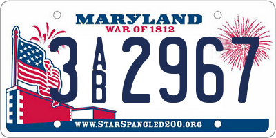 MD license plate 3AB2967