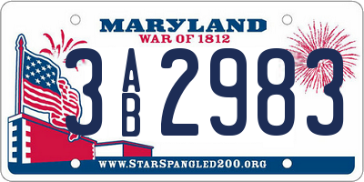 MD license plate 3AB2983
