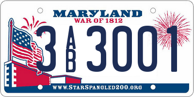 MD license plate 3AB3001