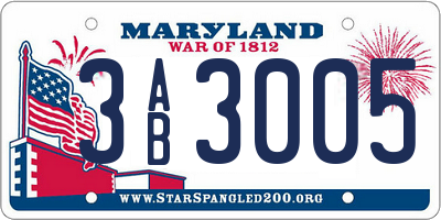 MD license plate 3AB3005