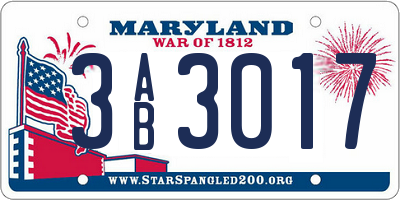 MD license plate 3AB3017
