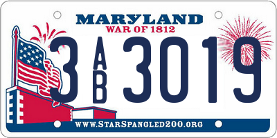 MD license plate 3AB3019