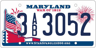 MD license plate 3AB3052