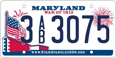 MD license plate 3AB3075