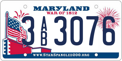 MD license plate 3AB3076