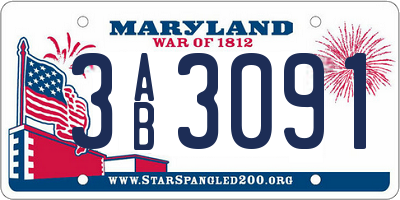 MD license plate 3AB3091