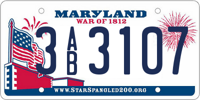 MD license plate 3AB3107