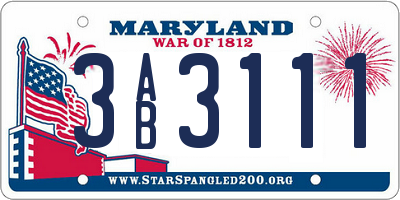 MD license plate 3AB3111