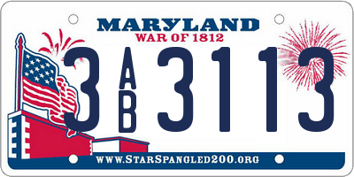 MD license plate 3AB3113